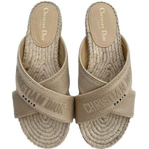 Dior Granville Embroidered Cotton Espadrille Slide